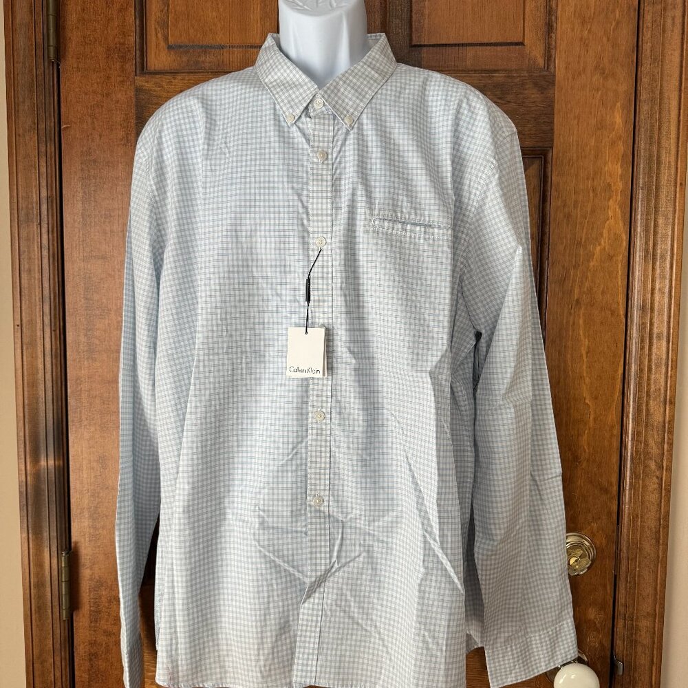 NWT Calvin Klein White, Blue & Gray Dress Shirt XX-Large